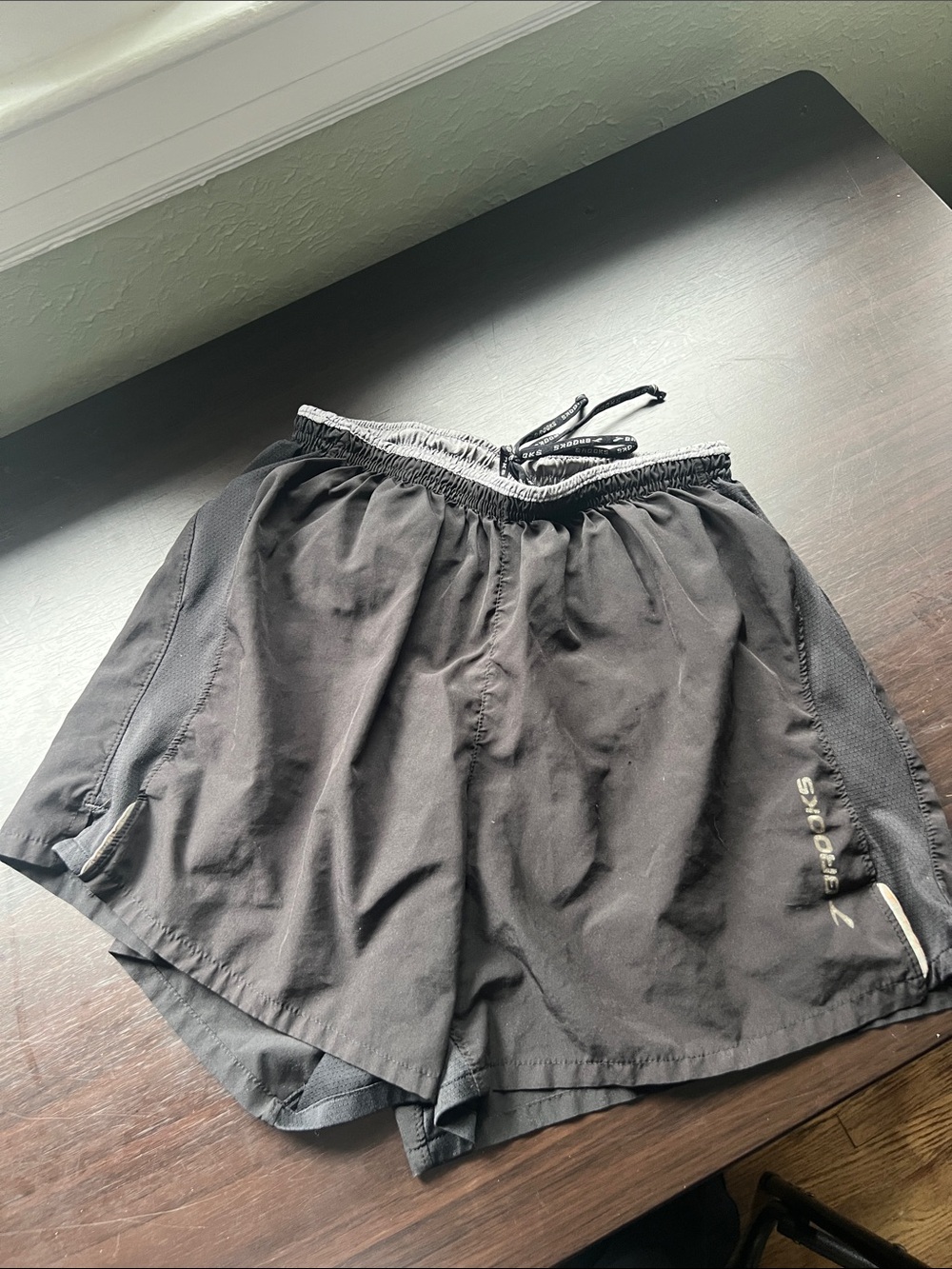 Brooks Black Men's Athletic Running Shorts with Reflective Trim